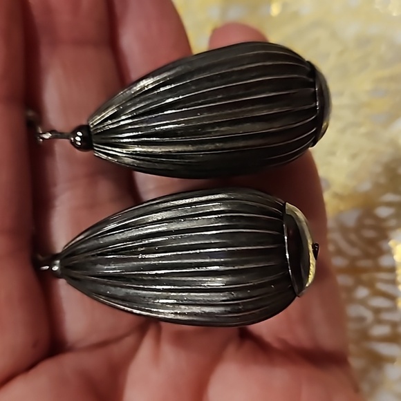Unique Gunmetal Teardrop Earrings - Picture 2 of 5